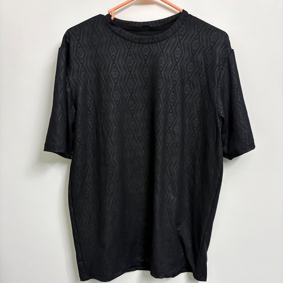 Laviva Sports Other - Laviva Sports Mens Black Geometric Textured Short Sleeve T-Shirt Size Medium